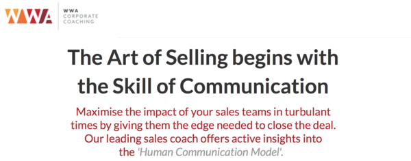 "The Art of Selling begins with the Skill of Communication"